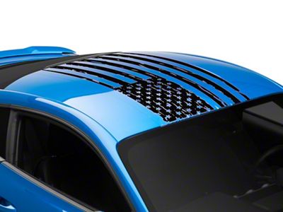 SEC10 Distressed Flag Roof Panel Decal; Gloss Black (15-23 Mustang Fastback)