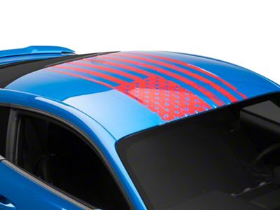 Distressed Flag Roof Panel Decal; Red (15-23 Mustang Fastback)