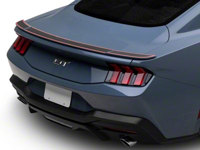 SEC10 Factory Blade Rear Spoiler Accent Decal; Carbon Black Red (15-25 Mustang Fastback)