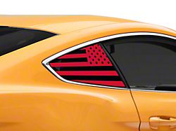 SEC10 Flag Quarter Window Decals; Red (15-25 Mustang Fastback)