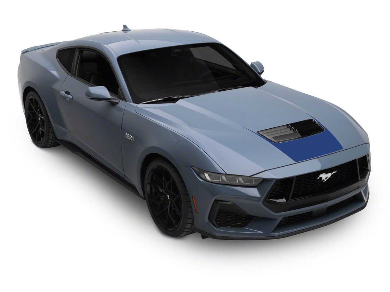 【KOOLOSET】[Premium] Hood Leather Patch Mustang SEC10 Mustang Forward Hood Decal; Blue 440162 (24-25 Mustang