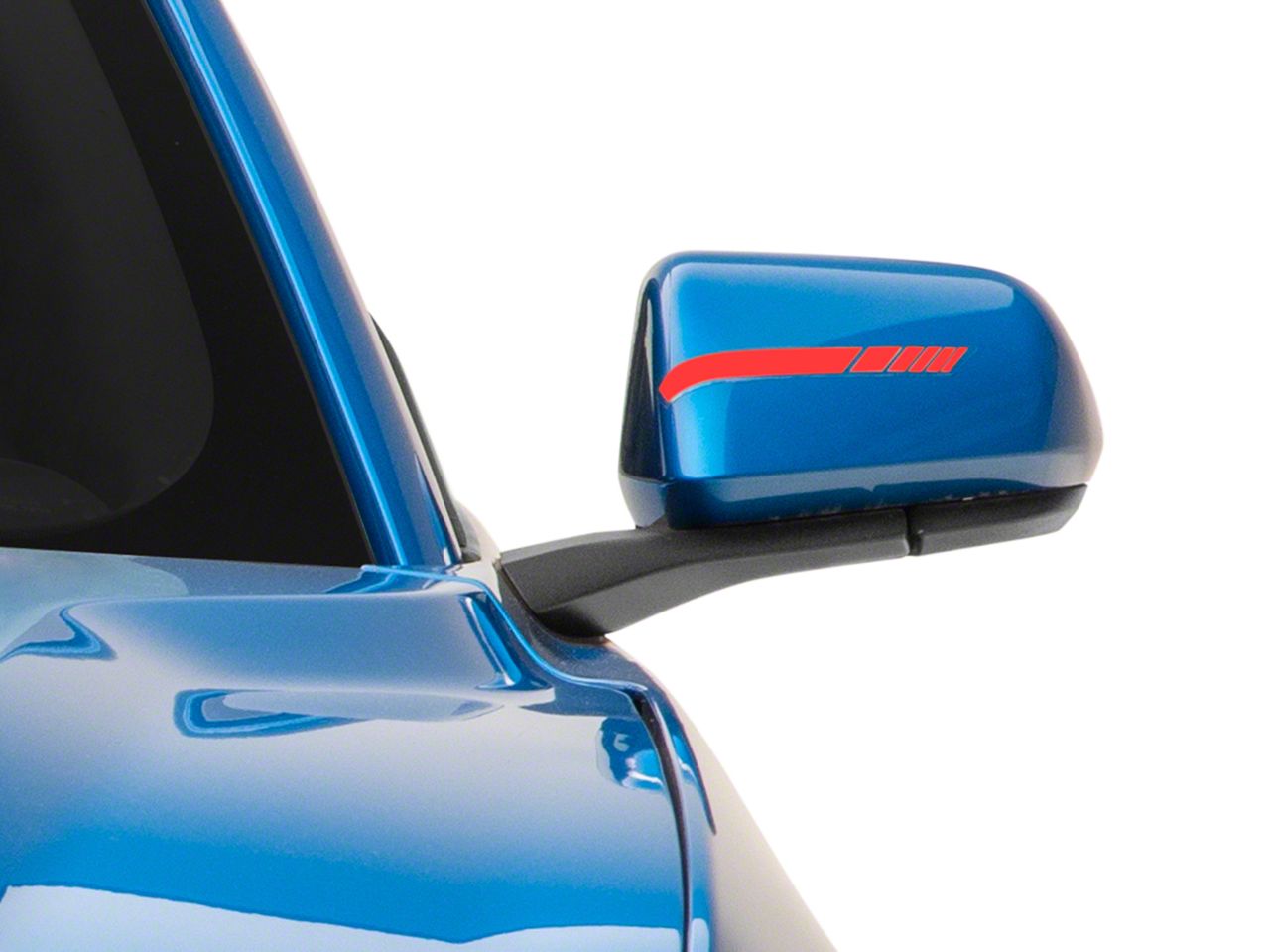 SEC10 Mustang Side Mirror Hash Stripes; Red 430333