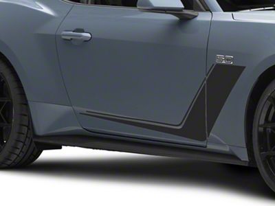 SEC10 Side Stripes wih Pin Stripe; Matte Black (24-25 Mustang)