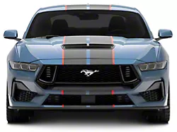 SEC10 Striped Full Length Stripes; Carbon Fiber/Red; 10-Inch (2024 Mustang)