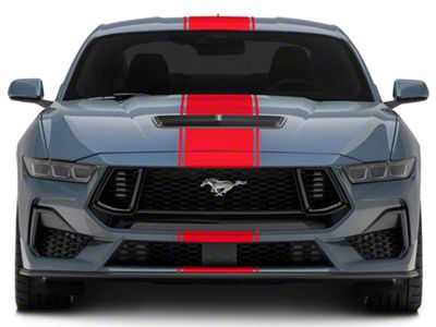 SEC10 Pin Striped Full Length Stripes; Red (2024 Mustang)