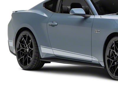 SEC10 Taper Rocker Stripes; Silver (24-25 Mustang)