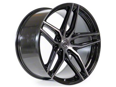 Select Precision Alloys Shadow Glossy Black with Brushed DDT Face Clear Wheel; Rear Only; 20x10.5; 38mm Offset (10-14 Mustang)