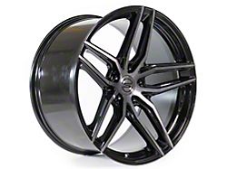 Select Precision Alloys Shadow Glossy Black with Brushed DDT Face Clear Wheel; 20x9; 38mm Offset (16-24 Camaro, Excluding SS w/ 6-Piston Front Calipers & ZL1)