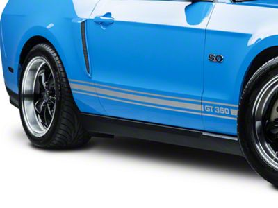 SEC10 Rocker Stripes with GT350 Logo; Silver (05-14 Mustang)