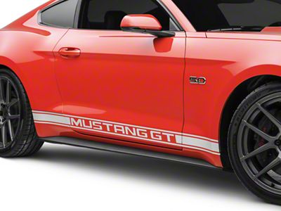 Rocker Stripes with Mustang GT Lettering; Silver (15-23 Mustang)