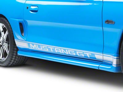 Rocker Stripes with Mustang GT Lettering; Silver (94-04 Mustang)