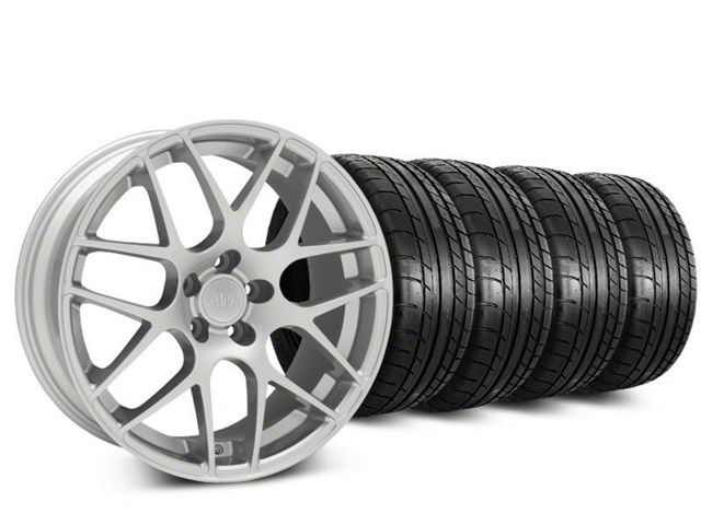 Staggered AMR Silver Wheel and Mickey Thompson Tire Kit; 20x8.5/10 (05-14 Mustang)