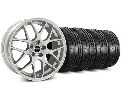 Staggered AMR Silver Wheel and Mickey Thompson Tire Kit; 20-Inch (15-23 Mustang GT, EcoBoost, V6)