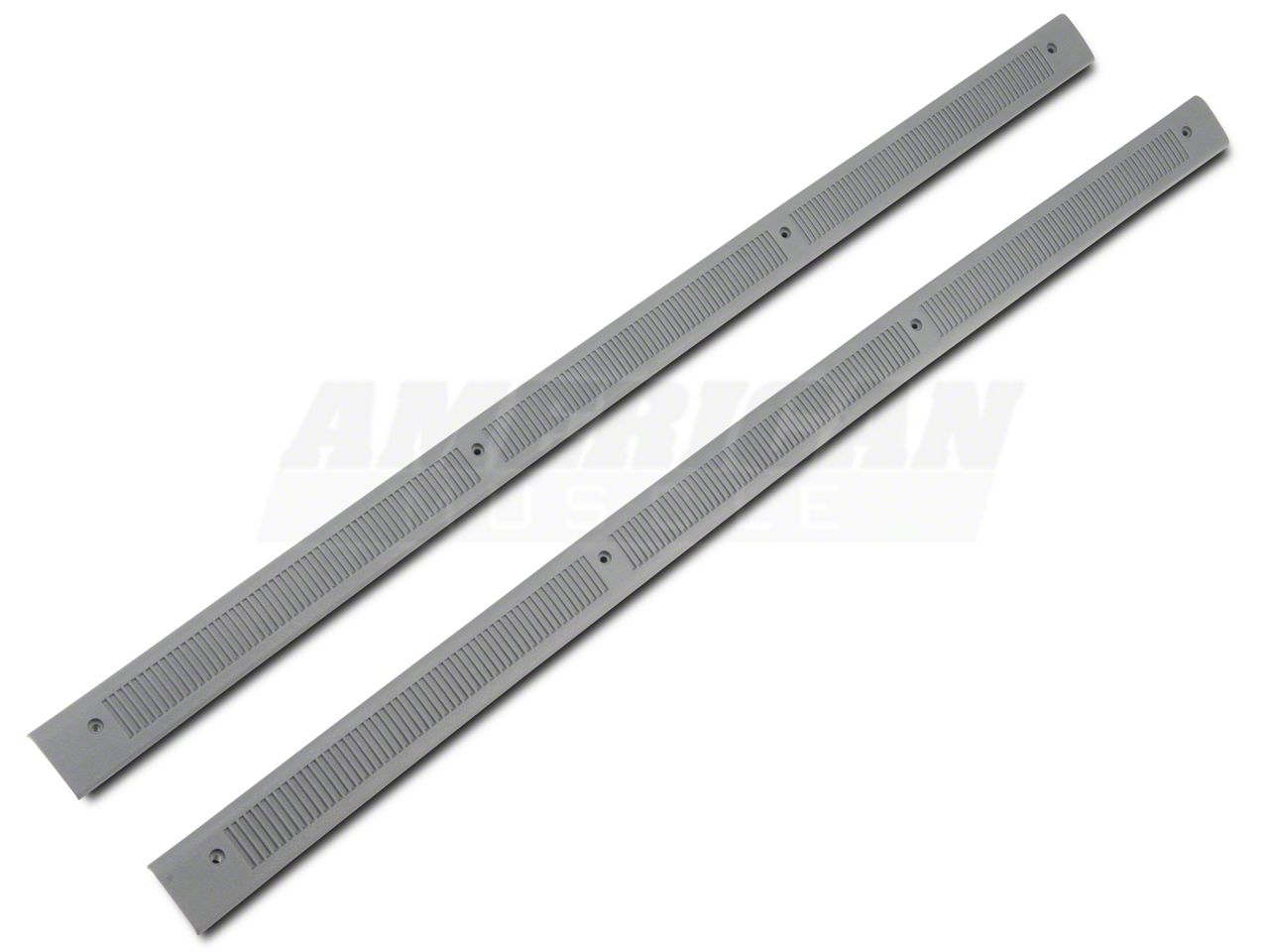 Mustang Door Sill Plates; Smoke Gray (87-89 Mustang) - Free