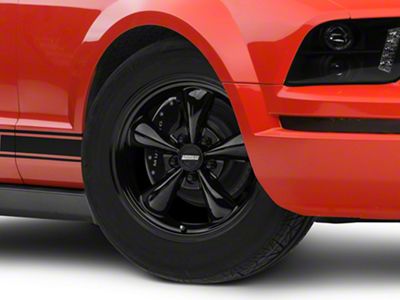 Bullitt Solid Gloss Black Wheel; 17x9; 30mm Offset (05-09 Mustang GT, V6)