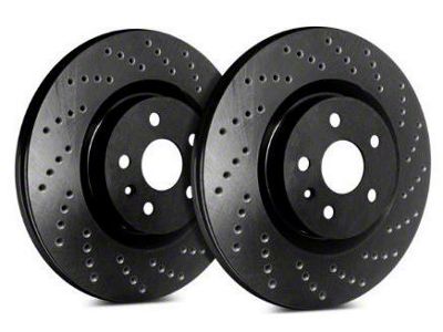 SP Performance Cross-Drilled Rotors with Black ZRC Coated; Front Pair (10-15 V6 Camaro)