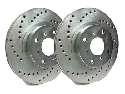 SP Performance Cross-Drilled Rotors with Silver ZRC Coated; Front Pair (10-15 V6 Camaro)