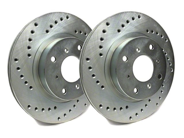 SP Performance Cross-Drilled Rotors with Silver ZRC Coated; Front Pair (16-24 Camaro SS w/ 4-Piston Front Calipers)