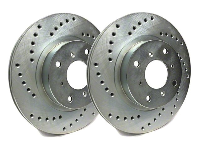 SP Performance Cross-Drilled Rotors with Silver ZRC Coated; Front Pair (16-24 Camaro LS & LT w/ 4-Piston Front Calipers; 20-24 Camaro LT1)
