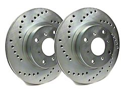 SP Performance Cross-Drilled Rotors with Silver ZRC Coated; Rear Pair (10-15 Camaro SS; 12-24 Camaro ZL1)