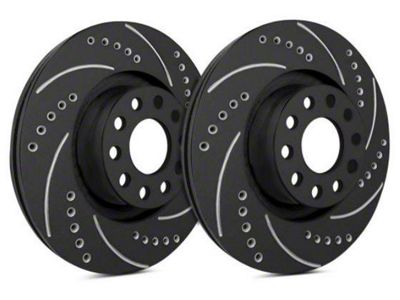 SP Performance Cross-Drilled and Slotted Rotors with Black ZRC Coated; Front Pair (10-15 V6 Camaro)