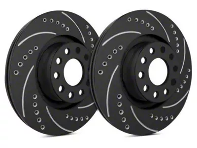 SP Performance Cross-Drilled and Slotted Rotors with Black ZRC Coated; Front Pair (10-15 Camaro SS)