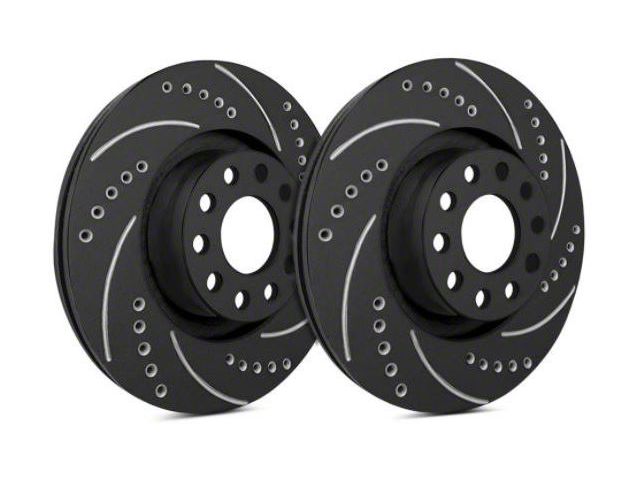 SP Performance Cross-Drilled and Slotted Rotors with Black ZRC Coated; Front Pair (16-24 Camaro SS w/ 4-Piston Front Calipers)