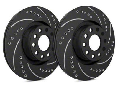 SP Performance Cross-Drilled and Slotted Rotors with Black ZRC Coated; Rear Pair (10-15 V6 Camaro)