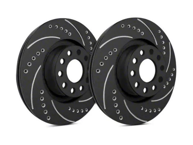 SP Performance Cross-Drilled and Slotted Rotors with Black ZRC Coated; Rear Pair (16-24 Camaro SS w/ 4-Piston Front Calipers)