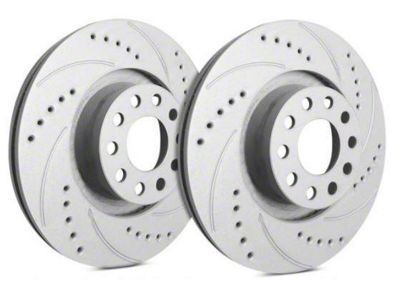 SP Performance Cross-Drilled and Slotted Rotors with Gray ZRC Coating; Front Pair (10-15 V6 Camaro)