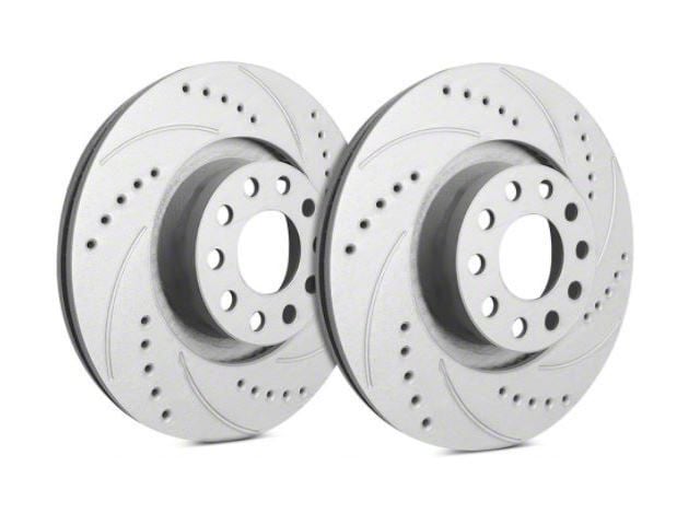 SP Performance Cross-Drilled and Slotted Rotors with Gray ZRC Coating; Front Pair (16-24 Camaro SS w/ 4-Piston Front Calipers)