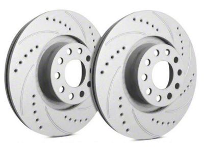 SP Performance Cross-Drilled and Slotted Rotors with Gray ZRC Coating; Rear Pair (10-15 V6 Camaro)