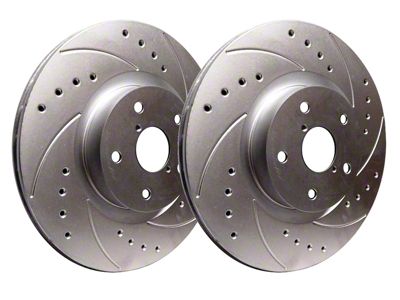 SP Performance Cross-Drilled and Slotted Rotors with Silver ZRC Coated; Front Pair (10-15 Camaro SS)