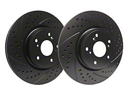 SP Performance Double Drilled and Slotted Rotors with Black ZRC Coated; Front Pair (10-15 V6 Camaro)