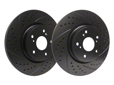 SP Performance Double Drilled and Slotted Rotors with Black ZRC Coated; Rear Pair (10-15 Camaro SS; 12-24 Camaro ZL1)