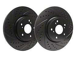 SP Performance Double Drilled and Slotted Rotors with Black ZRC Coated; Rear Pair (10-15 V6 Camaro)