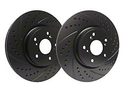 SP Performance Double Drilled and Slotted Rotors with Black ZRC Coated; Rear Pair (16-24 Camaro SS w/ 4-Piston Front Calipers)