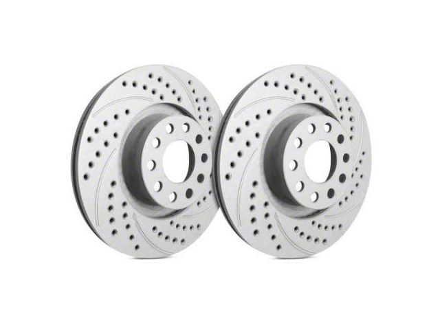 SP Performance Double Drilled and Slotted Rotors with Gray ZRC Coating; Front Pair (10-15 V6 Camaro)