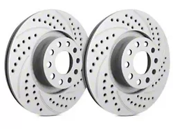 SP Performance Double Drilled and Slotted Rotors with Gray ZRC Coating; Front Pair (10-15 V6 Camaro)
