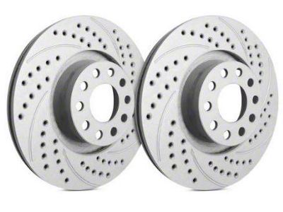 SP Performance Double Drilled and Slotted Rotors with Gray ZRC Coating; Front Pair (16-24 Camaro SS w/ 4-Piston Front Calipers)