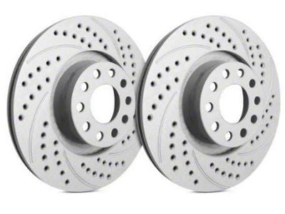 SP Performance Double Drilled and Slotted Rotors with Gray ZRC Coating; Front Pair (16-24 Camaro LS & LT w/ 4-Piston Front Calipers; 20-24 Camaro LT1)