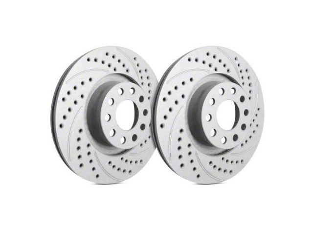 SP Performance Double Drilled and Slotted Rotors with Gray ZRC Coating; Front Pair (16-24 Camaro LS & LT w/ Single Piston Front Calipers)