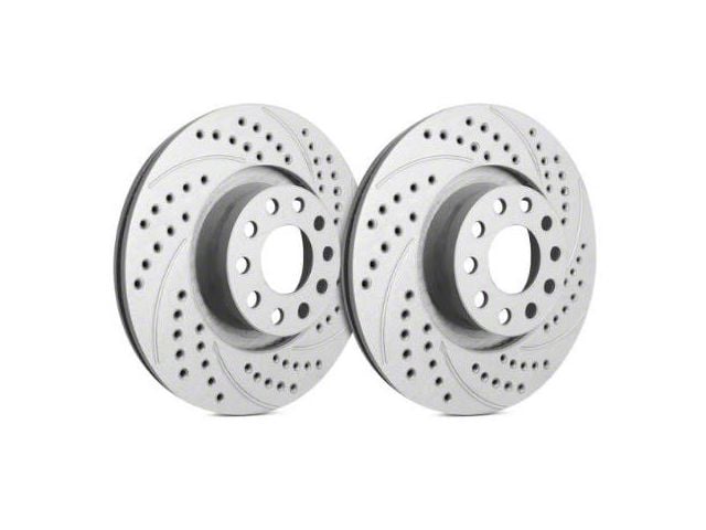 SP Performance Double Drilled and Slotted Rotors with Gray ZRC Coating; Rear Pair (16-24 Camaro SS w/ 4-Piston Front Calipers)