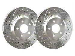 SP Performance Double Drilled and Slotted Rotors with Silver ZRC Coated; Rear Pair (16-24 Camaro LS, LT)