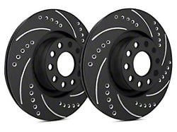 SP Performance Cross-Drilled and Slotted Rotors with Black ZRC Coating; Rear Pair (09-10 Challenger SE; 11-23 Challenger SE, SXT w/ Single Piston Front Calipers)