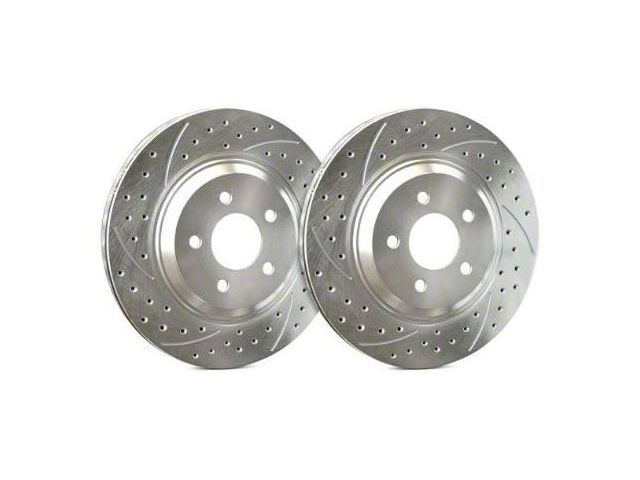 SP Performance Double Drilled and Slotted Rotors with Silver Zinc Plating; Rear Pair (09-23 Challenger GT, R/T, T/A; 11-23 Challenger SE, SXT w/ Dual Piston Front Calipers)