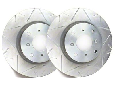 SP Performance Peak Series Slotted Rotors with Silver Zinc Plating; Rear Pair (09-10 Challenger SE; 11-23 Challenger SE, SXT w/ Single Piston Front Calipers)