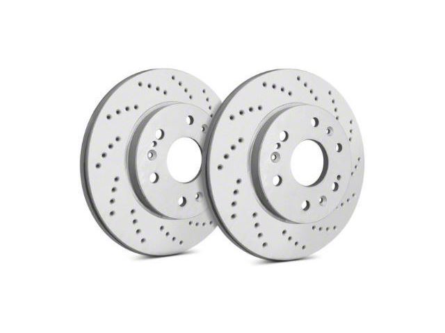 SP Performance Cross-Drilled Rotors with Gray ZRC Coating; Rear Pair (06-14 Charger w/ Dual Piston Front Calipers; 15-17 Charger Daytona, R/T, AWD SE, AWD SXT; 18-23 Charger w/ Dual Piston Front Calipers)