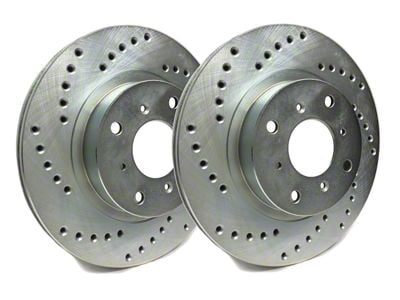 SP Performance Cross-Drilled Rotors with Silver Zinc Plating; Front Pair (06-14 Charger SRT8; 15-17 Charger Scat Pack; 2017 Charger R/T 392; 18-23 Charger w/ 4-Piston Front Calipers)
