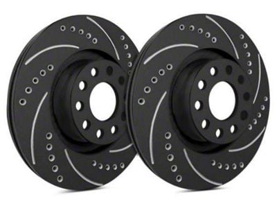 SP Performance Cross-Drilled and Slotted Rotors with Black Zinc Coating; Rear Pair (06-23 V6 Charger w/ Single Piston Front Calipers)